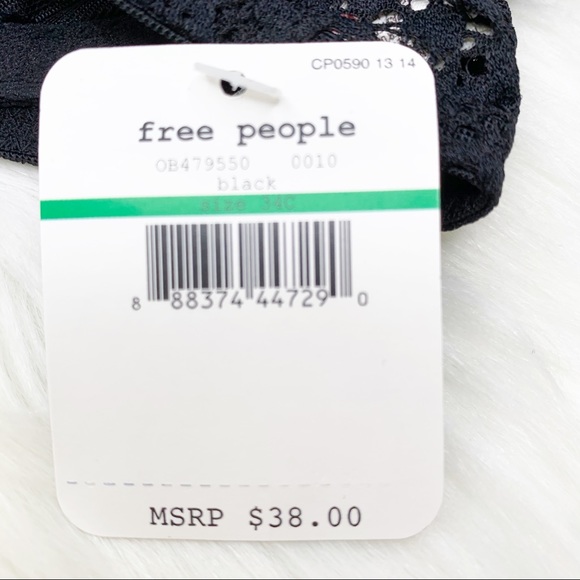 NWT Free People Black Slow Dance Lace Bra - Picture 4 of 6
